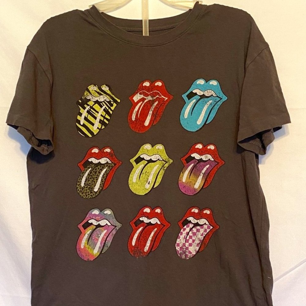The Rolling Stones T-Shirt Women's Short Sleeve Tongue Graphic Gray  ~ Size S